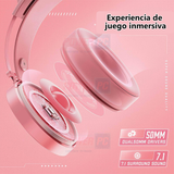 Audífonos con micrófono envolvente 7.1 y cancelación de ruido, Rosa