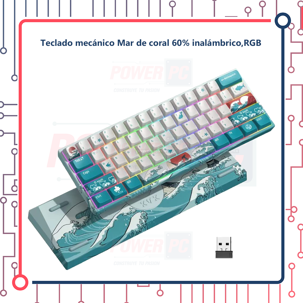Teclado mec nico Mar de coral 60 inal mbrico RGB