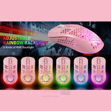 Combo de teclado alfombrilla y ratón gamer rosa con cable, 61 teclas compactas RGB