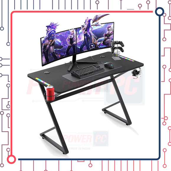 Lujoso escritorio gamer, 44 pulgadas RGB, en forma de Z
