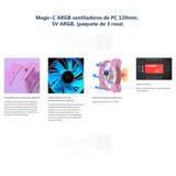 Magic-C ARGB ventiladores de PC 120mm, 5V ARGB, (paquete de 3 rosa)