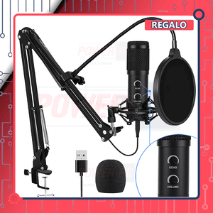 Micrófono de condensador USB,PC,Plug & Play, con soporte de brazo de metal ajustable
