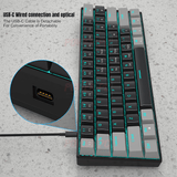 Mini teclado mecánico 60%,LED Azul,interruptor rojo