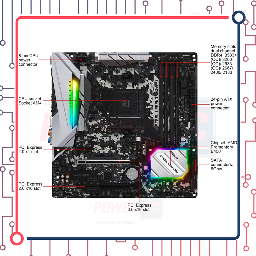 B450m Asrock B450 Steel Legend Ram Motherboard B450 Steel Legend