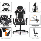 Silla Gamer Ergonómica, color negro y blanco